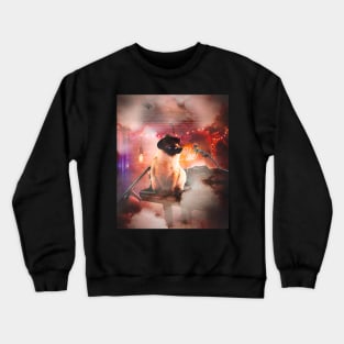 Siamese Cat Playing Piano Crewneck Sweatshirt